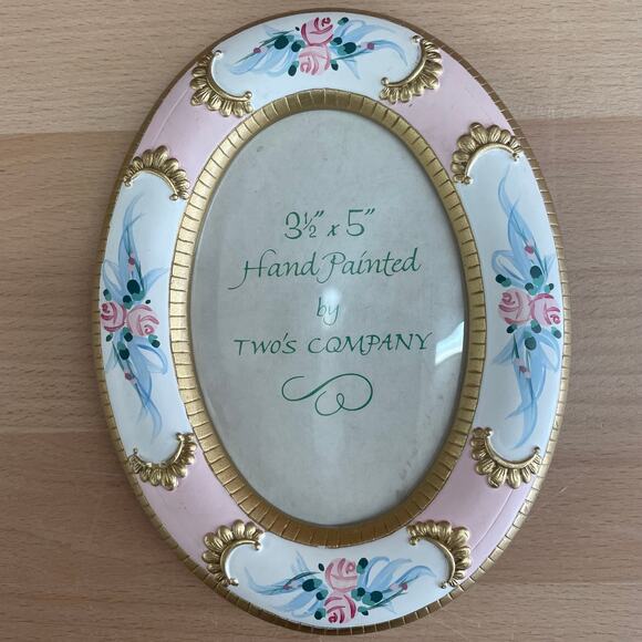 Hand-Painted Oval Floral Picture Frame by Two’s Company – 3.5 x 5 - Picture 2 of 8